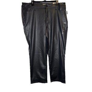 Edgely Women’s Gray Faux Leather Ankle Slim Straight High Rise Pants Sz 20W NEW